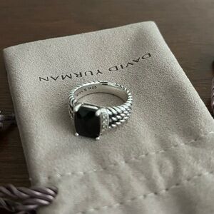 David Yurman Black Onyx Sterling Silver Ring Size 7